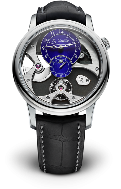 Natural titanium - blue enamel dial